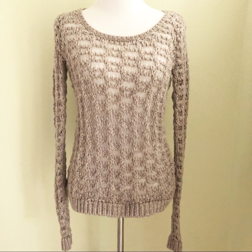 American Eagle Outfitters Tan Web Knit Sweater Size Small